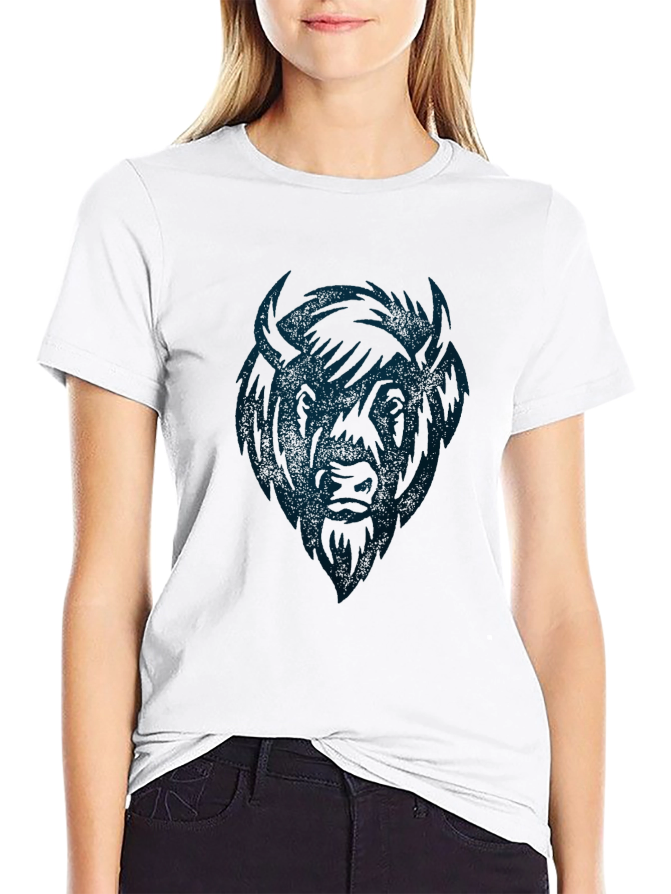 Cool Buffalo Graphic Tee - Soft Black Cotton