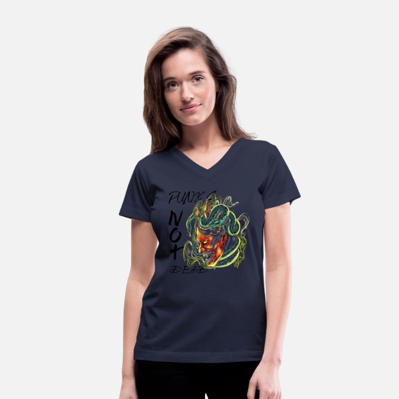 Punks not dead skull with snake colorful creative
