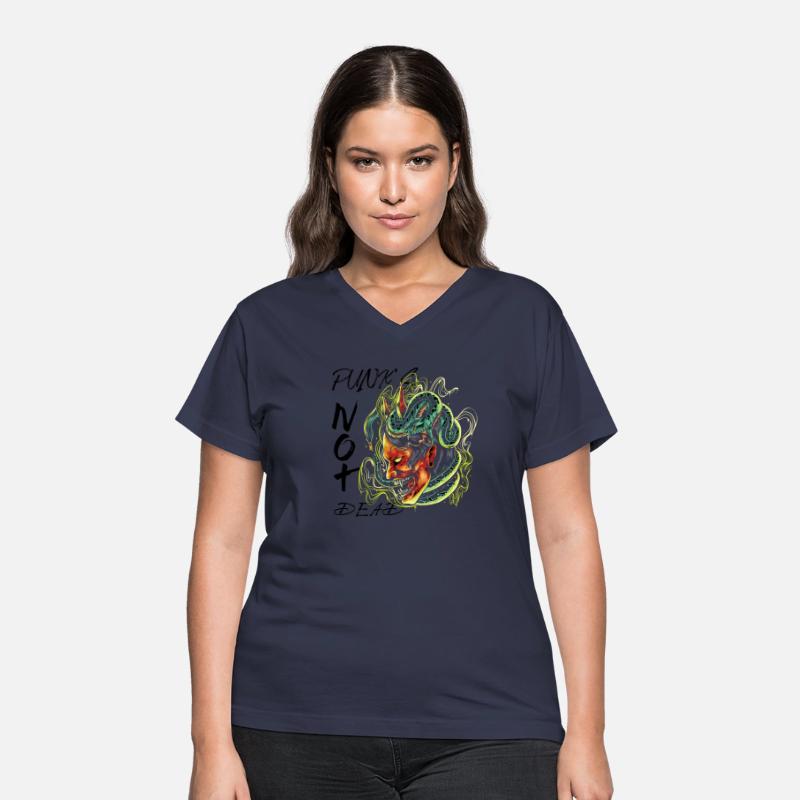 Punks not dead skull with snake colorful creative