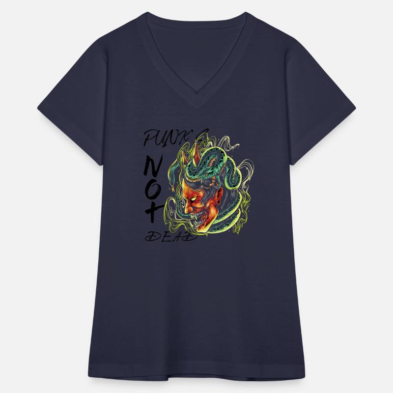 Punks not dead skull with snake colorful creative