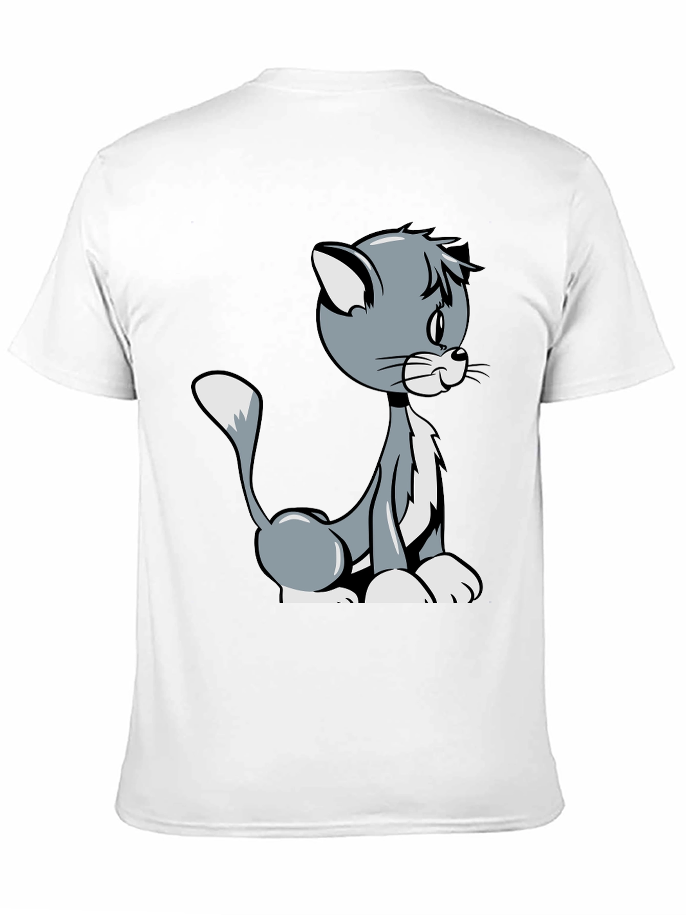 Cartoon Cat Graphic T-Shirt - Black Casual Tee