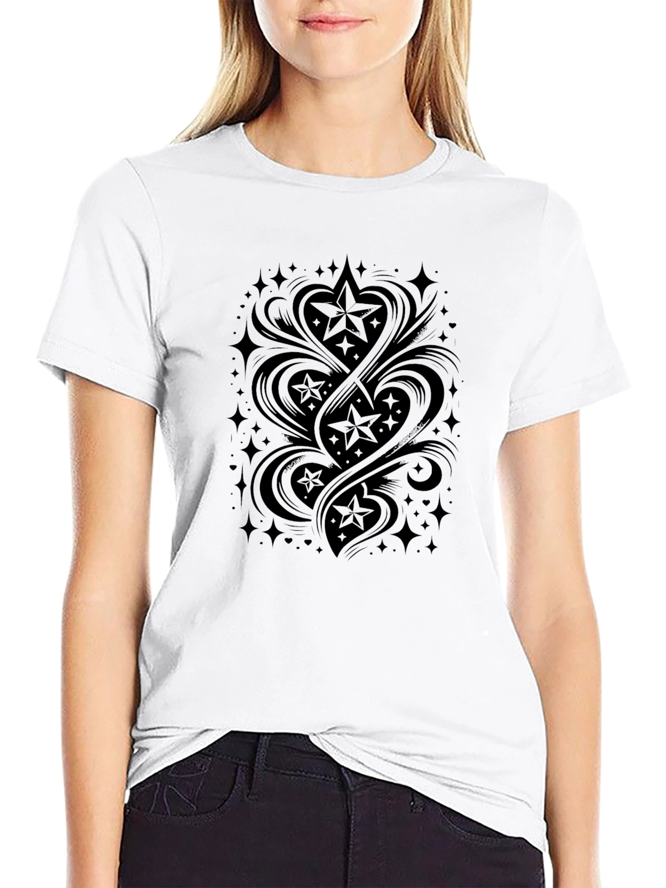 Stylish Black Star Graphic Tee - Modern Streetwear