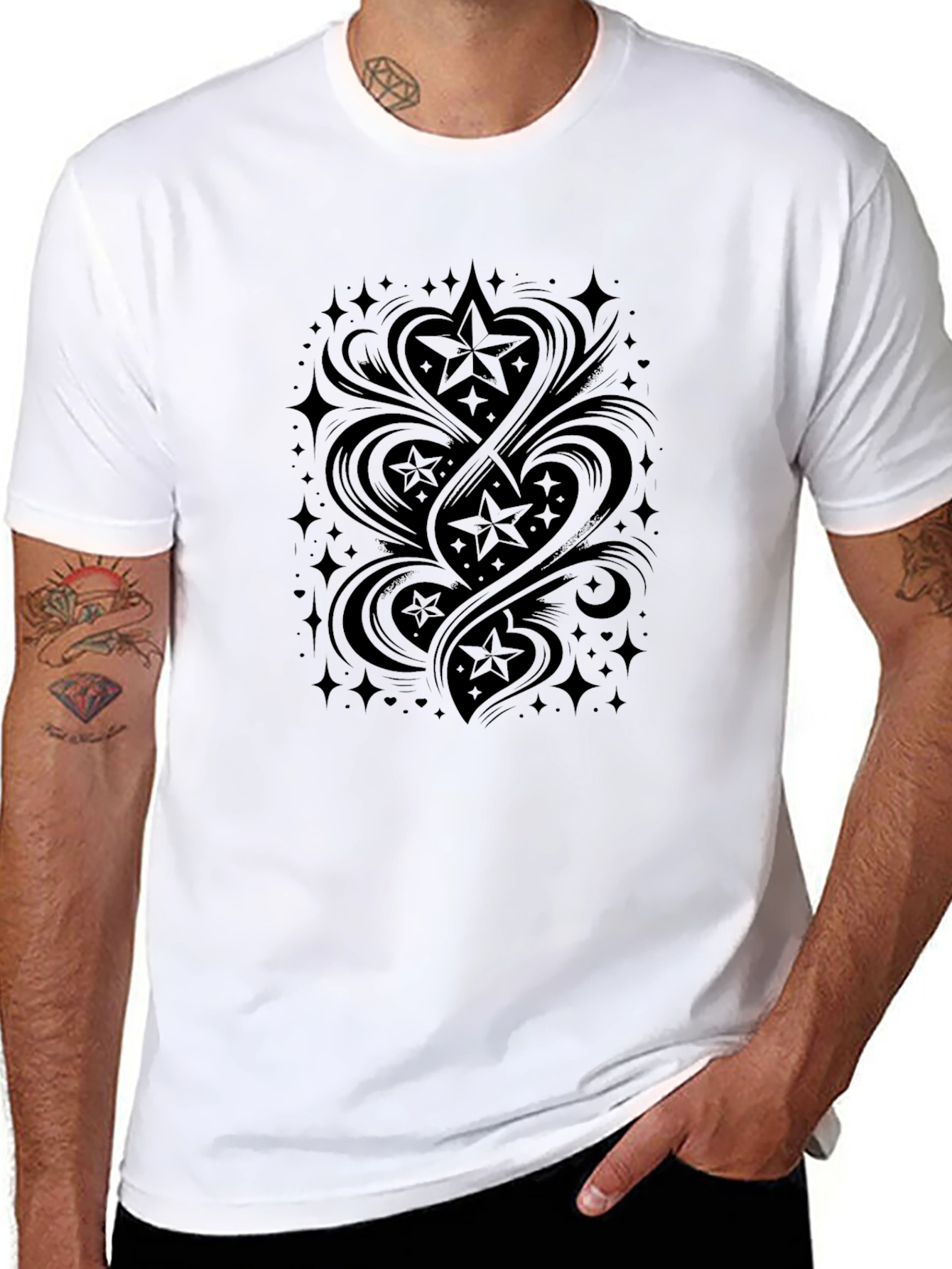 Stylish Black Star Graphic Tee - Modern Streetwear