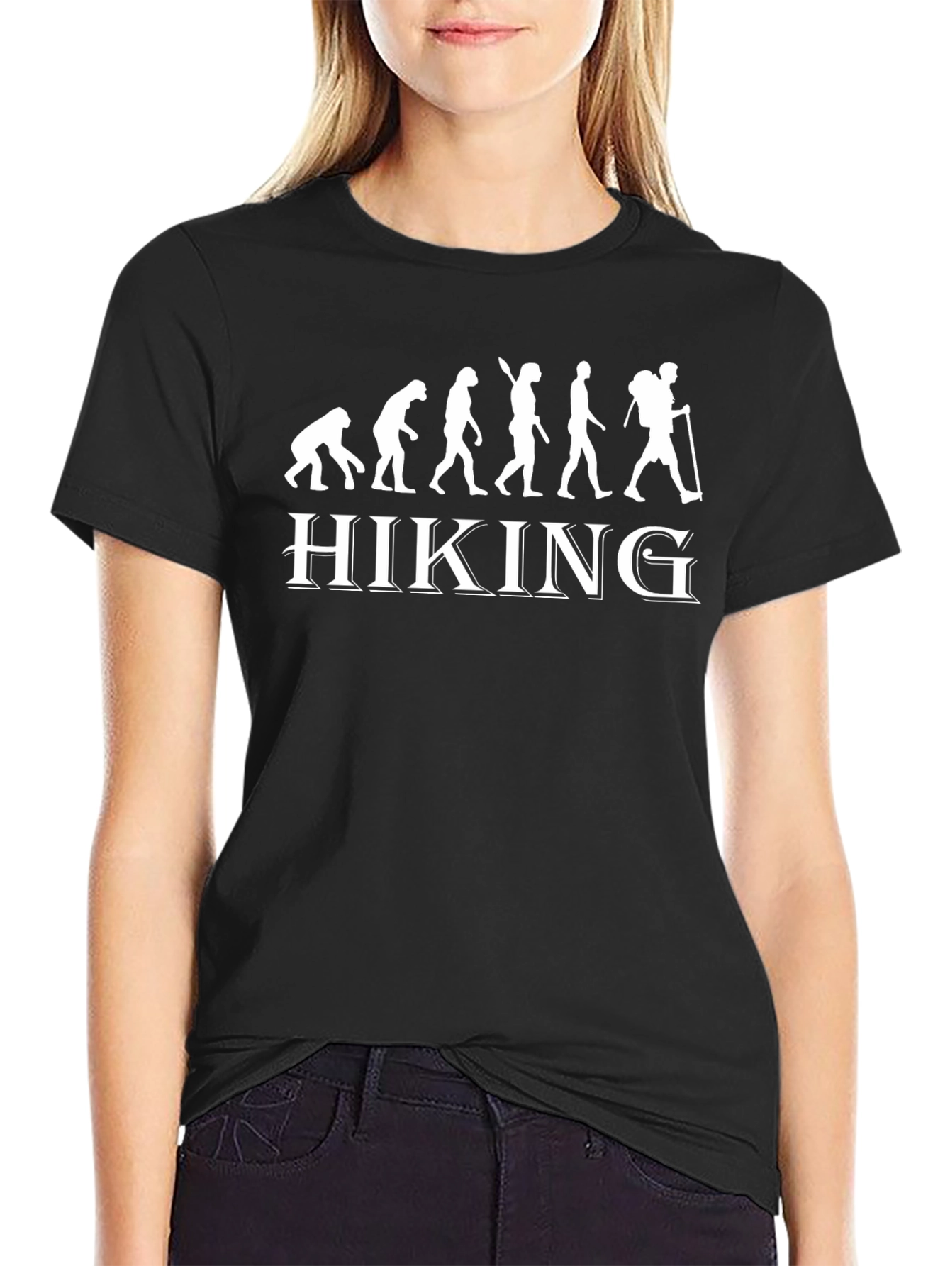 Hiking Evolution Graphic Tee - Black Cotton T-Shirt