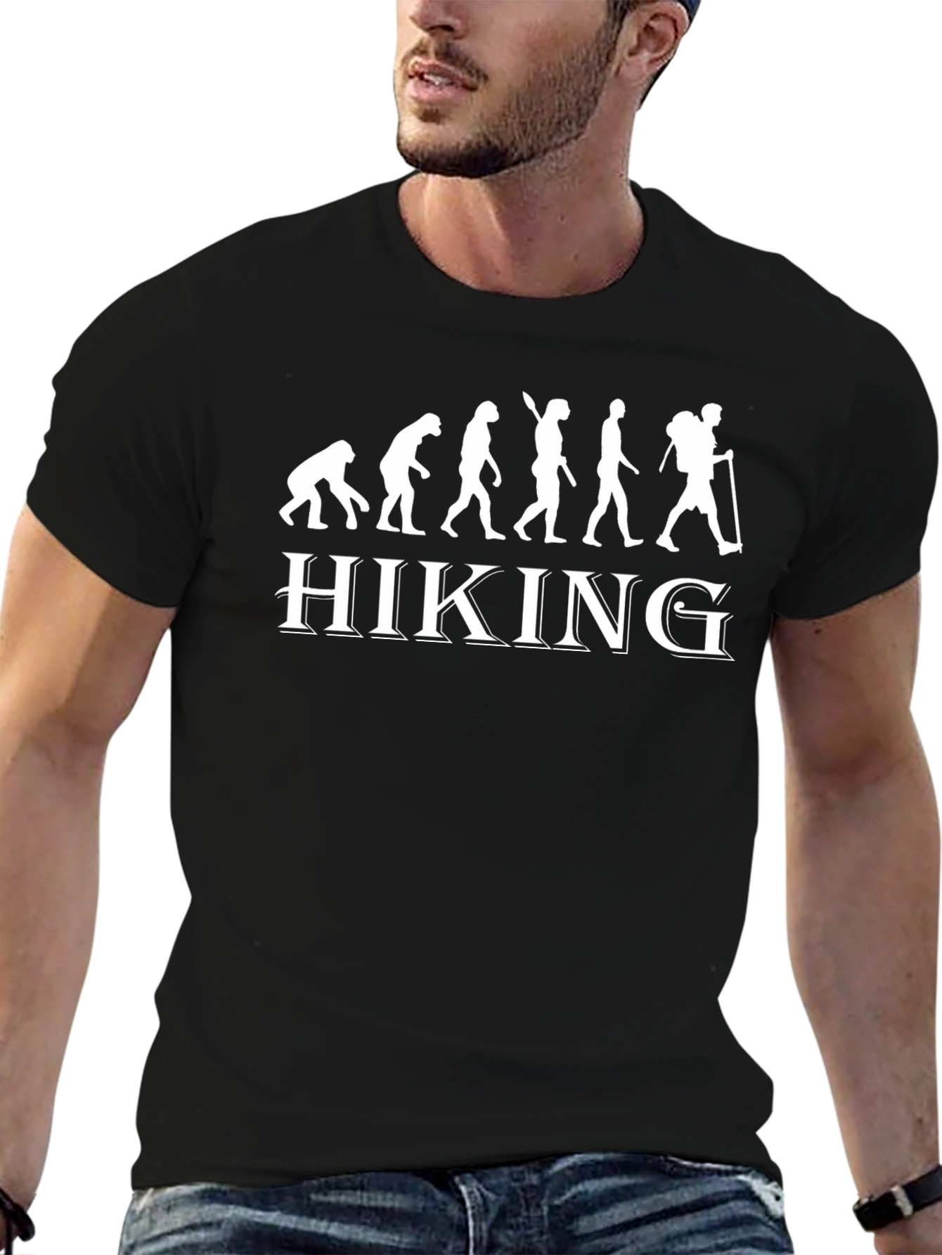 Hiking Evolution Graphic Tee - Black Cotton T-Shirt