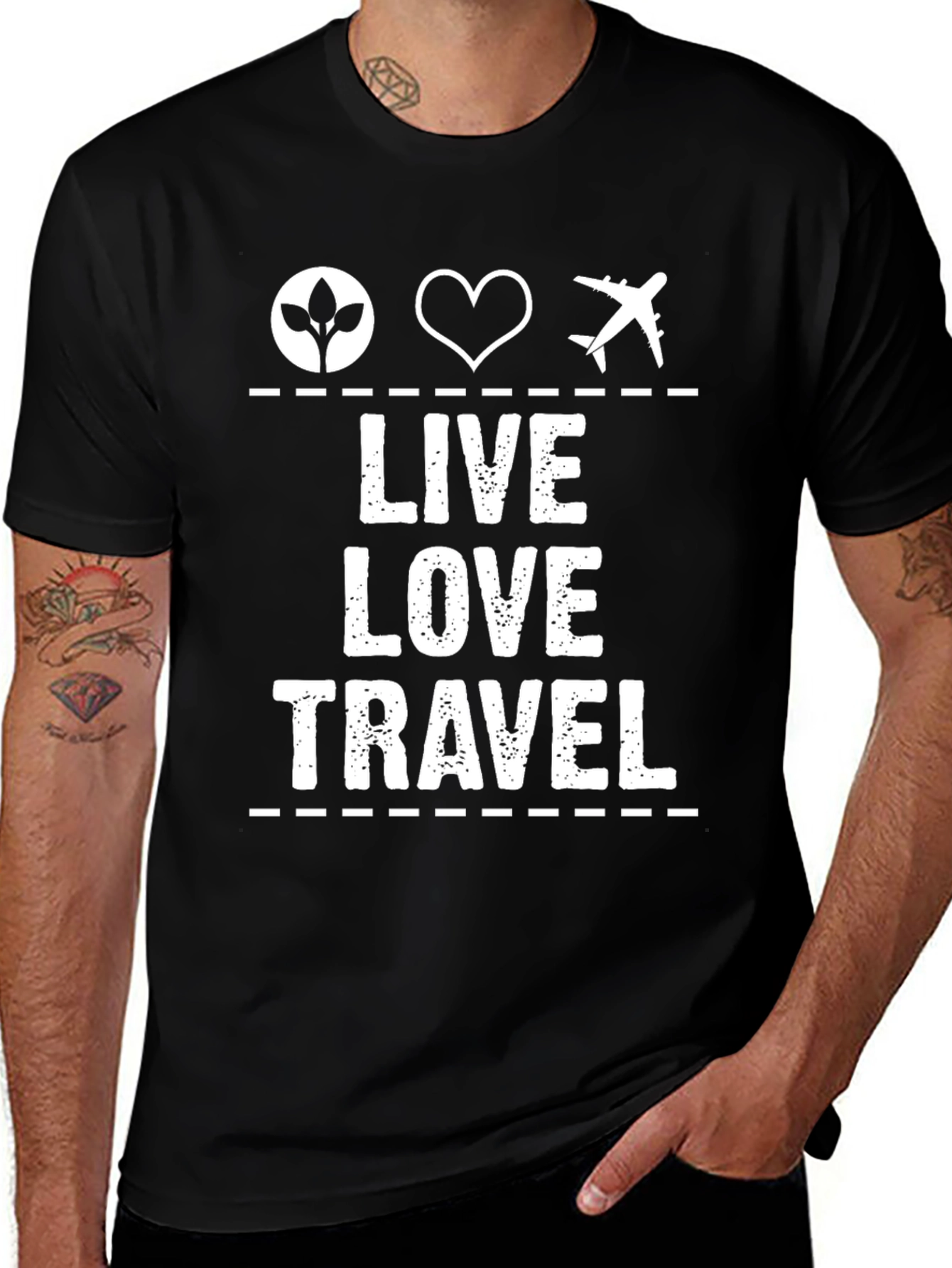 Live Love Travel Black Graphic Tee Shirt