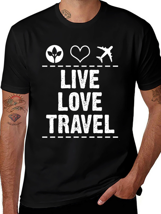 Live Love Travel Black Graphic Tee Shirt