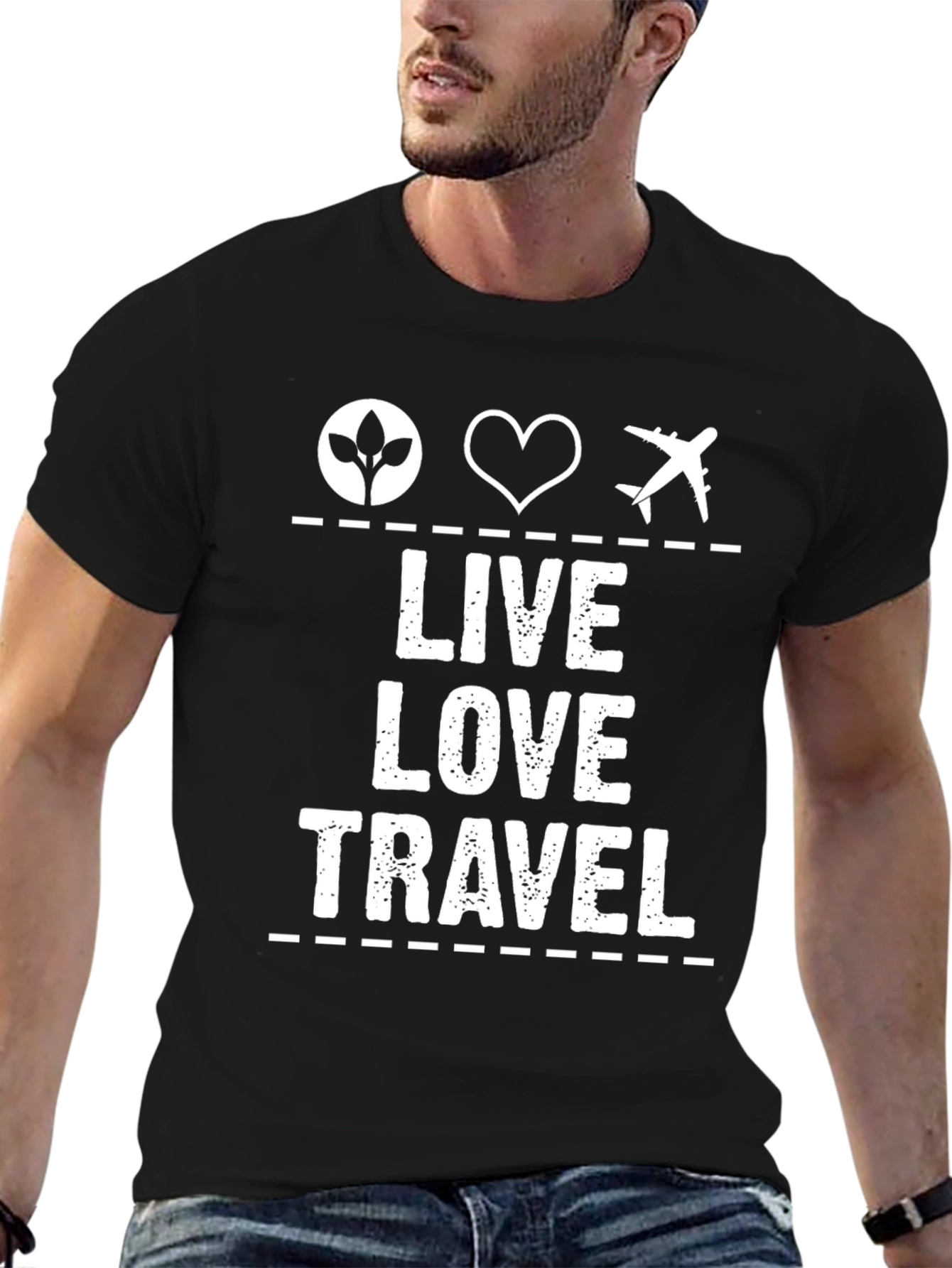 Live Love Travel Black Graphic Tee Shirt
