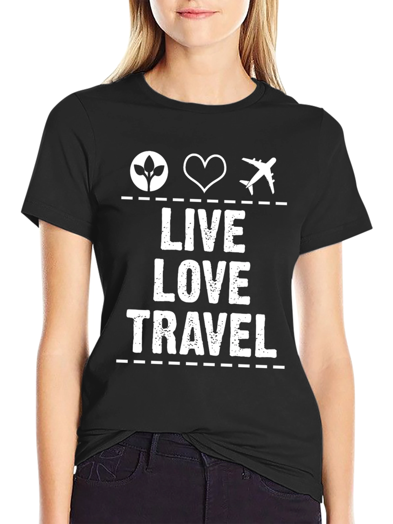 Live Love Travel Black Graphic Tee Shirt