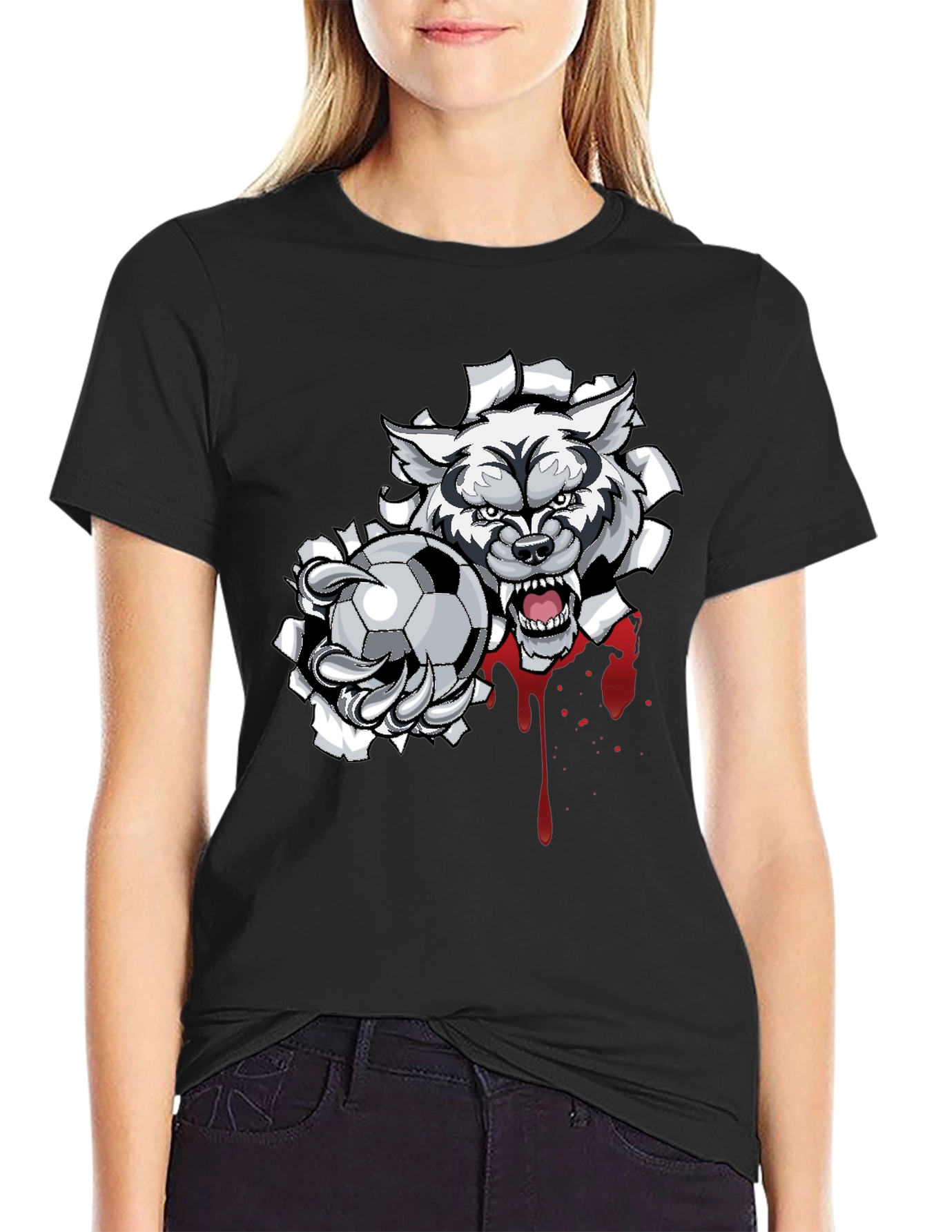 Wolf Soccer T-Shirt - Fierce Graphic Tee
