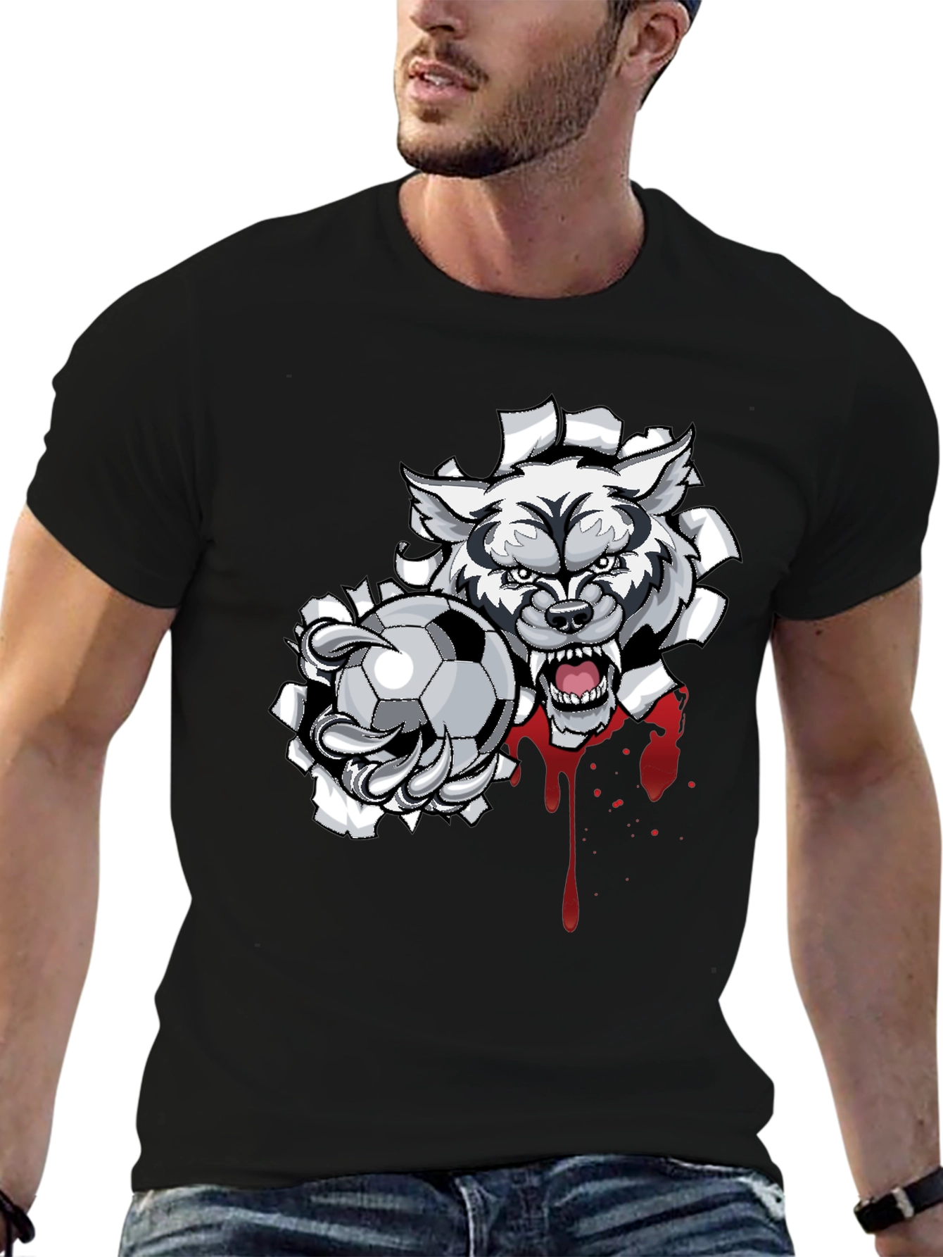 Wolf Soccer T-Shirt - Fierce Graphic Tee