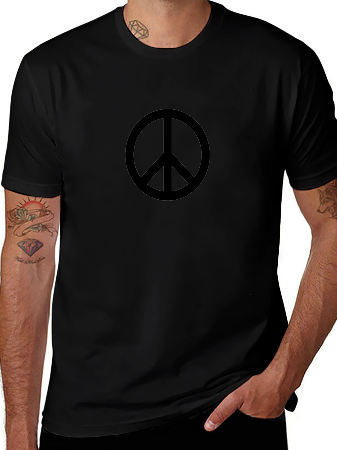 Peace Sign Black T-Shirt - Mens Classic Tee