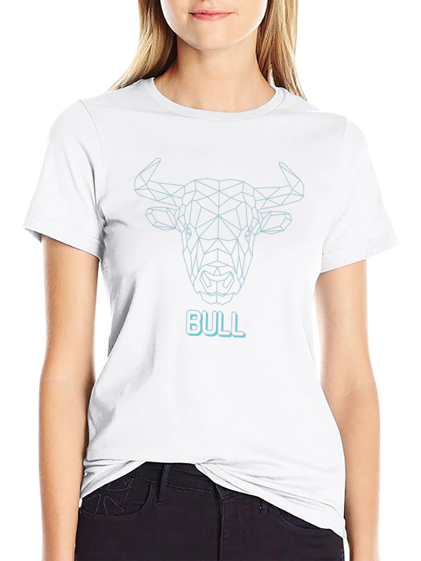 Geometric Bull Graphic T-Shirt - Black
