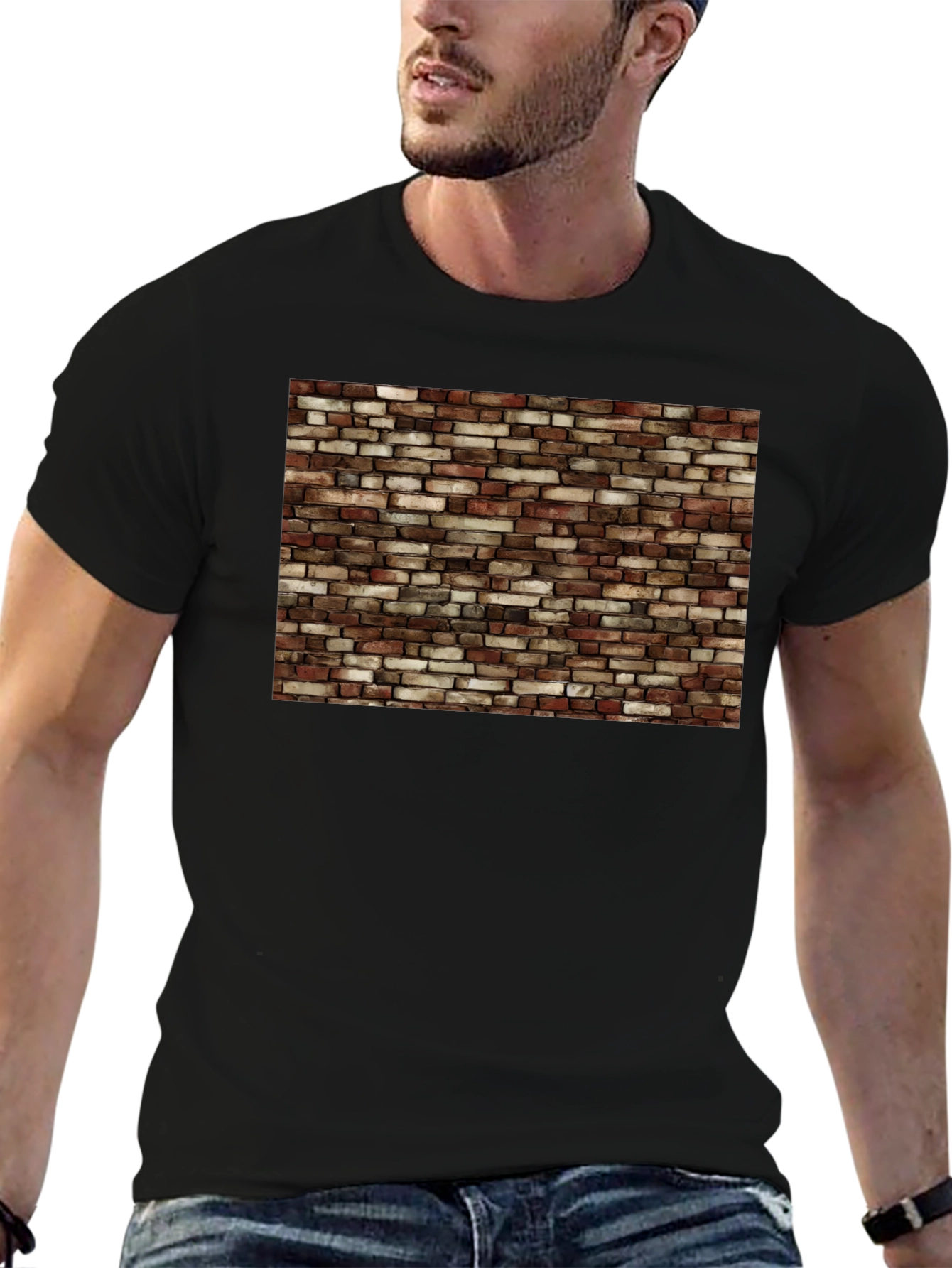 Brick Wall Graphic Black T-Shirt