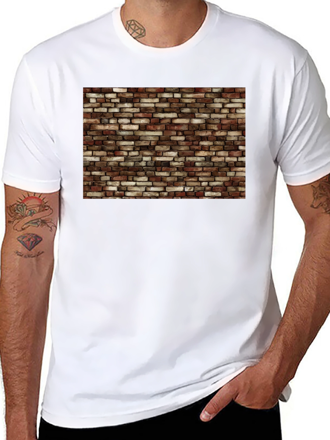 Brick Wall Graphic Black T-Shirt