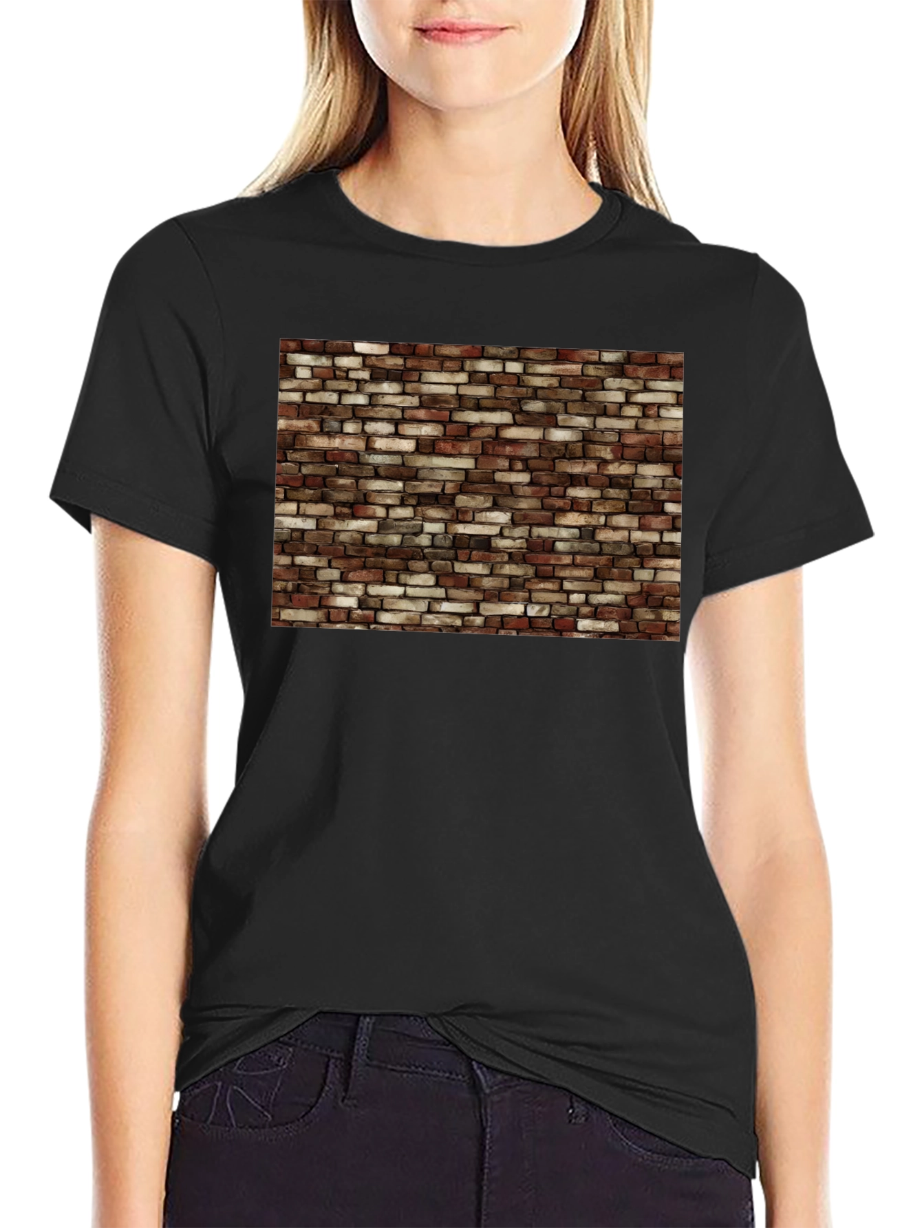 Brick Wall Graphic Black T-Shirt