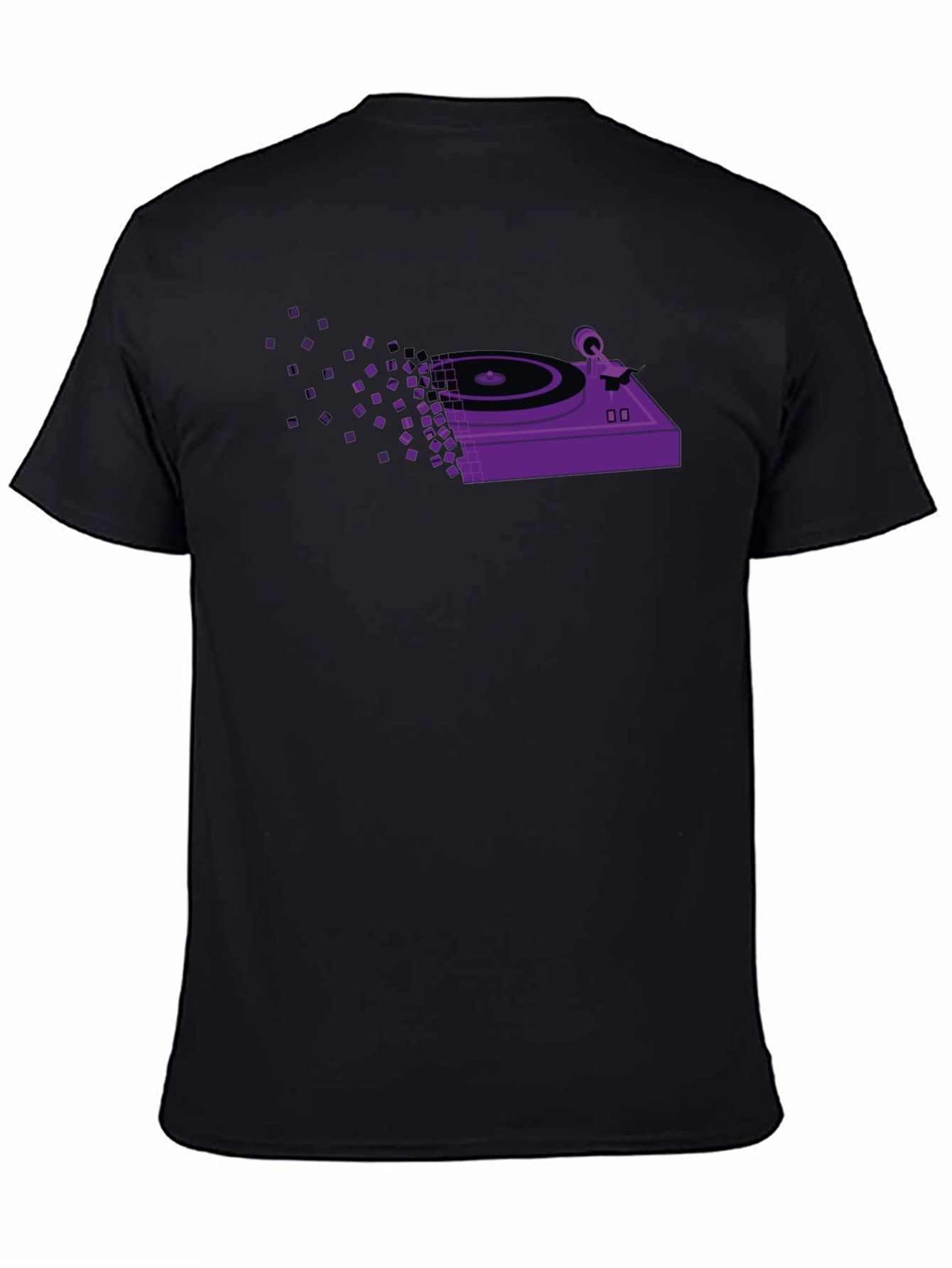 Retro Turntable Pixel T-Shirt - Black