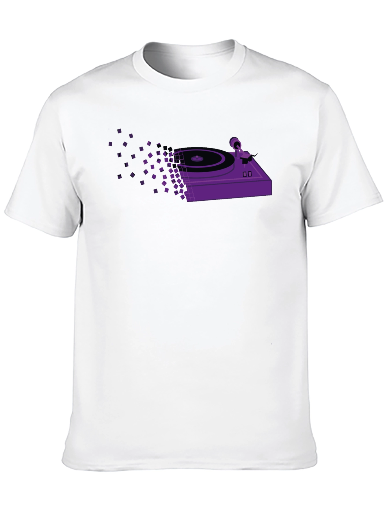 Retro Turntable Pixel T-Shirt - Black