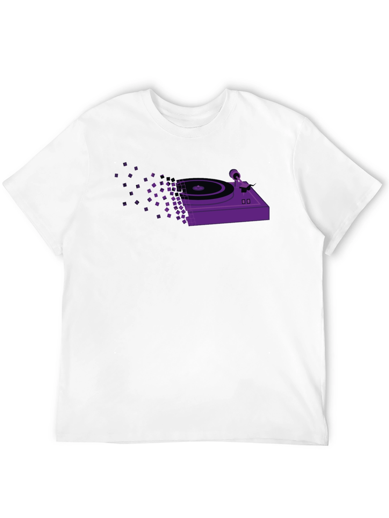 Retro Turntable Pixel T-Shirt - Black
