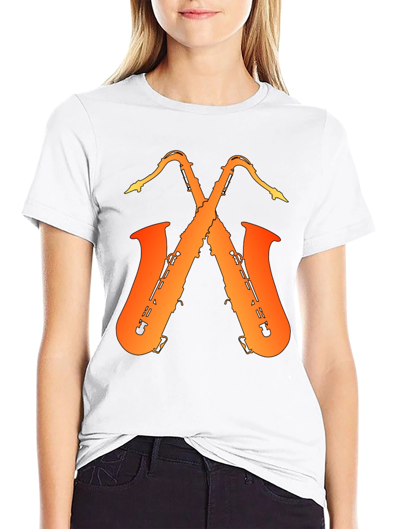 Saxophone Music Graphic Tee - Black