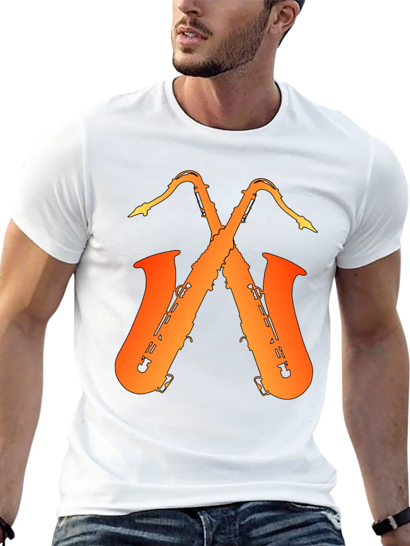 Saxophone Music Graphic Tee - Black