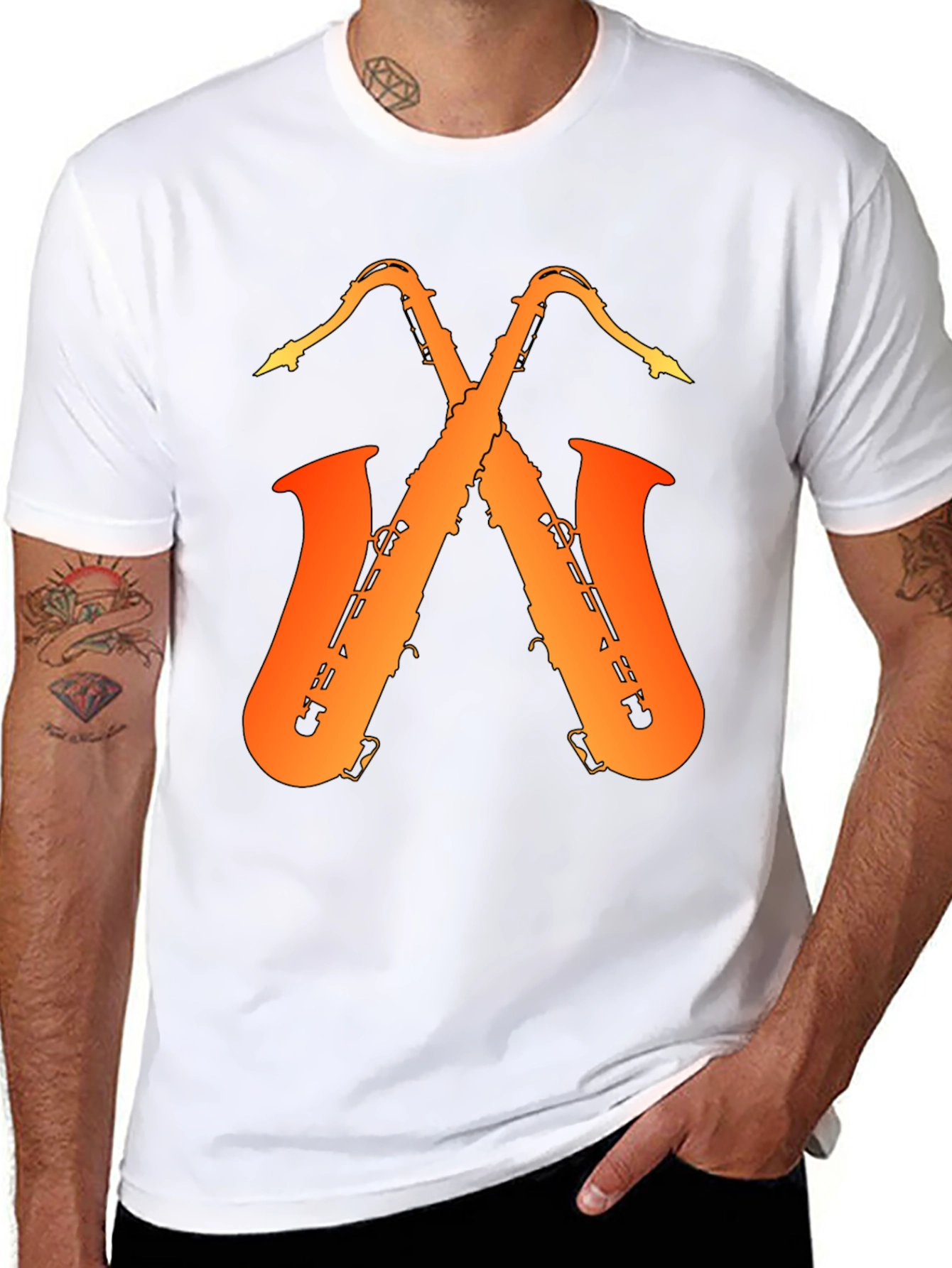 Saxophone Music Graphic Tee - Black