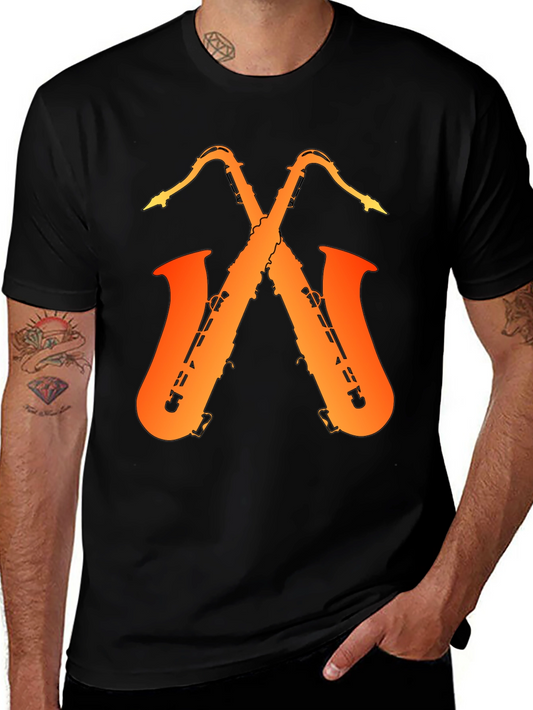 Saxophone Music Graphic Tee - Black