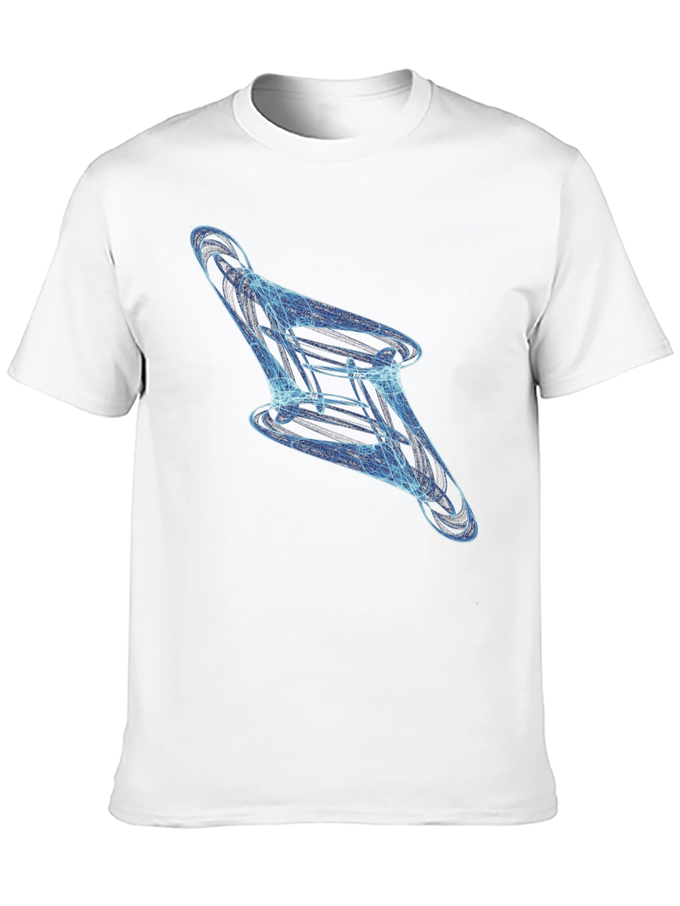 Abstract Blue Swirl Graphic Black T-Shirt