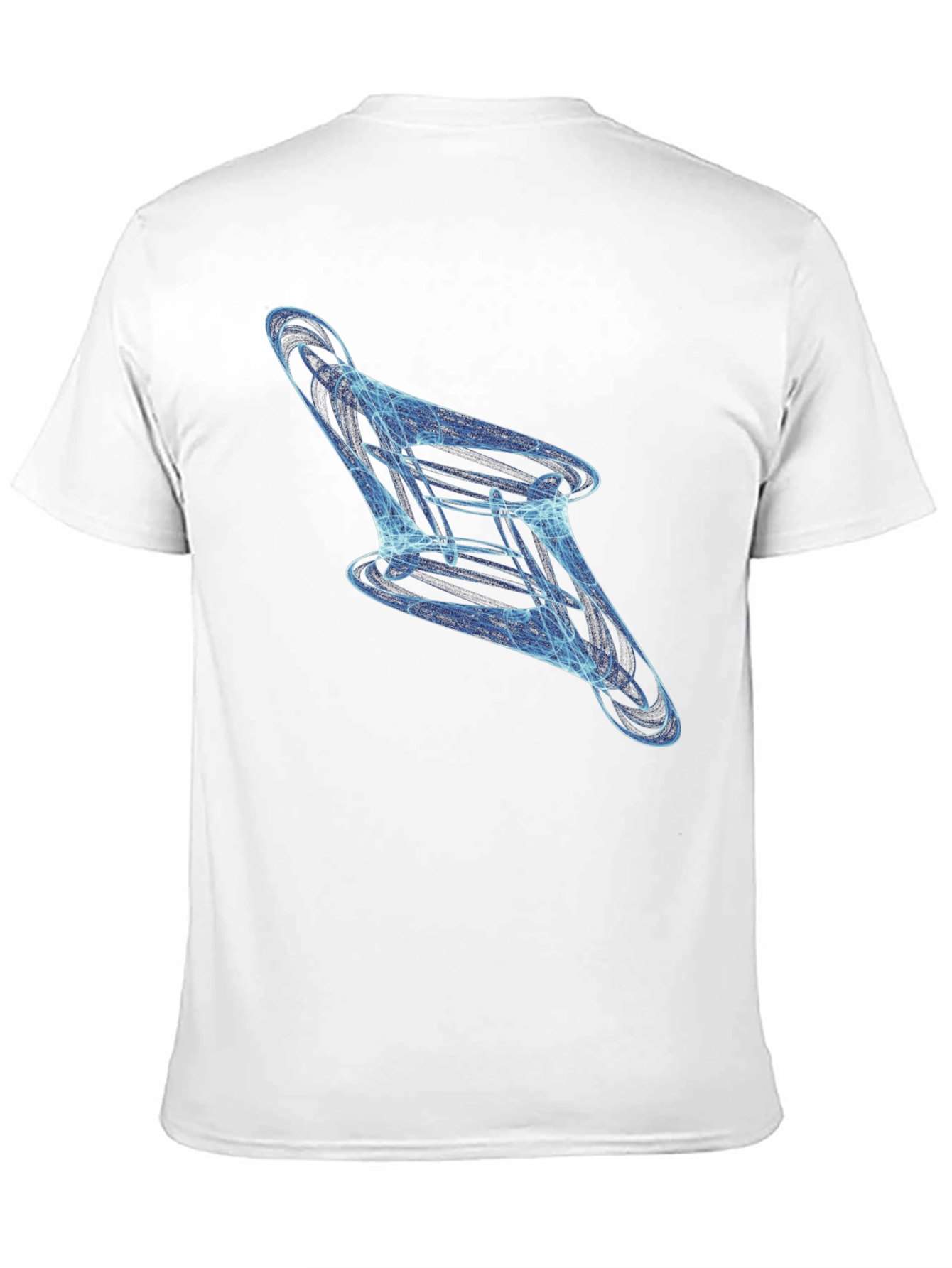 Abstract Blue Swirl Graphic Black T-Shirt