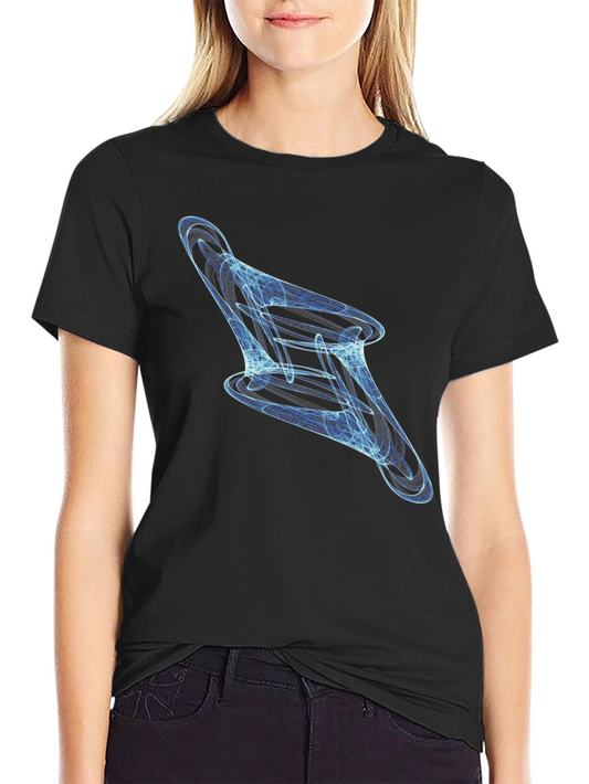 Abstract Blue Swirl Graphic Black T-Shirt