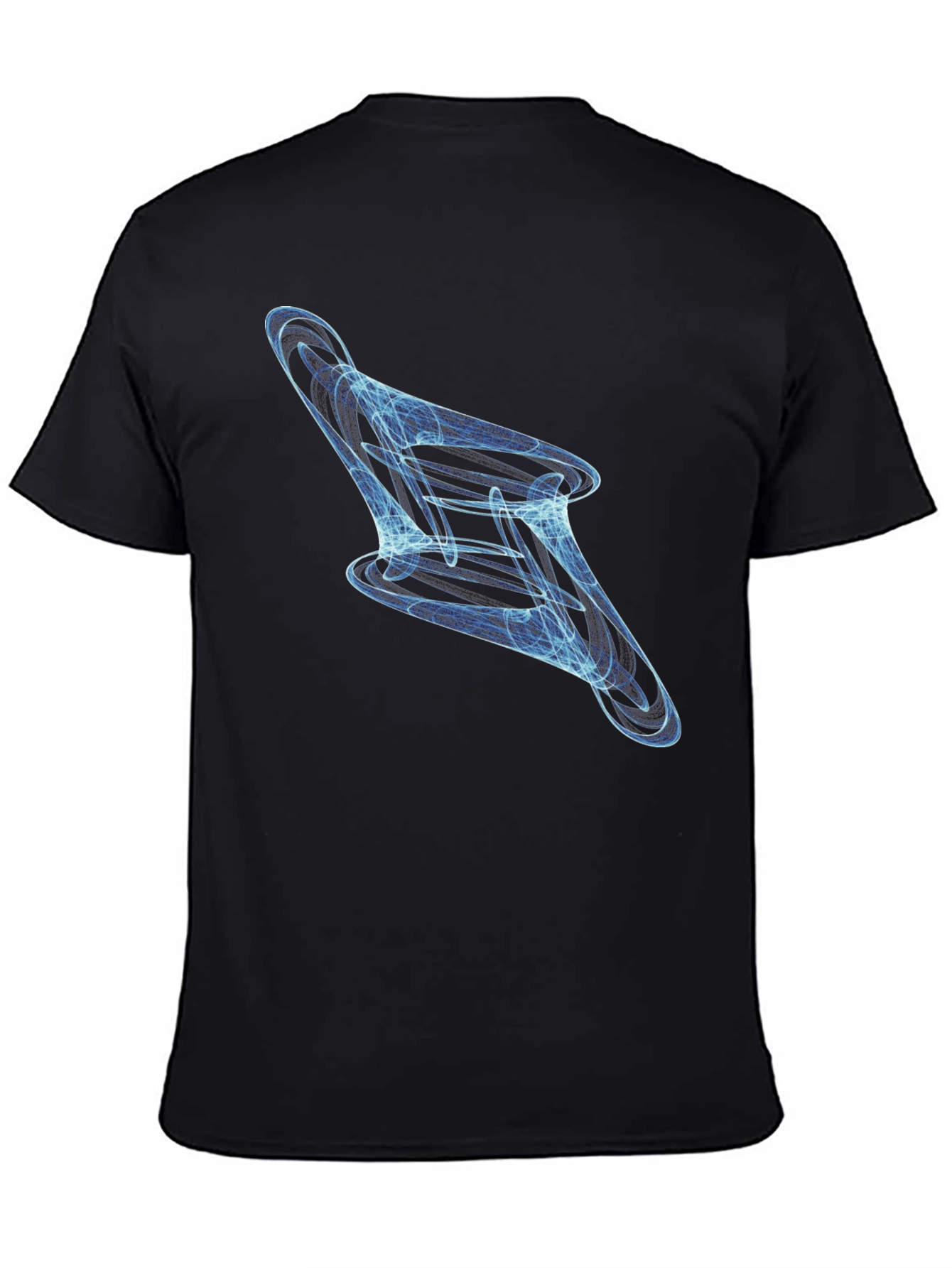 Abstract Blue Swirl Graphic Black T-Shirt