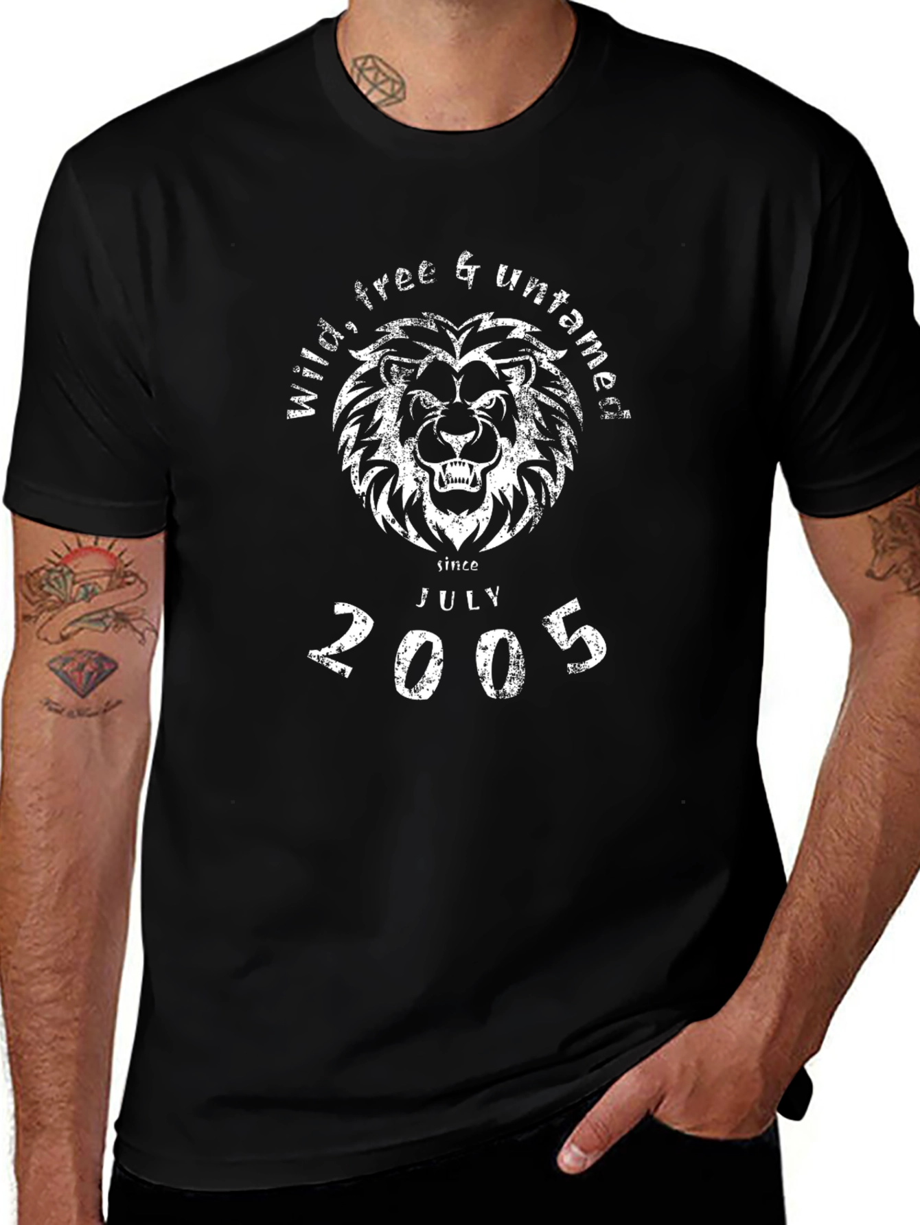 Wild Free & Untamed Black Lion Graphic T-Shirt