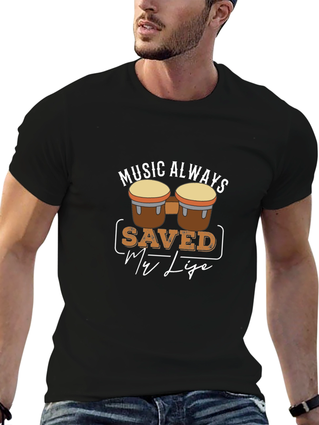 Music Saved My Life Drum Graphic T-Shirt