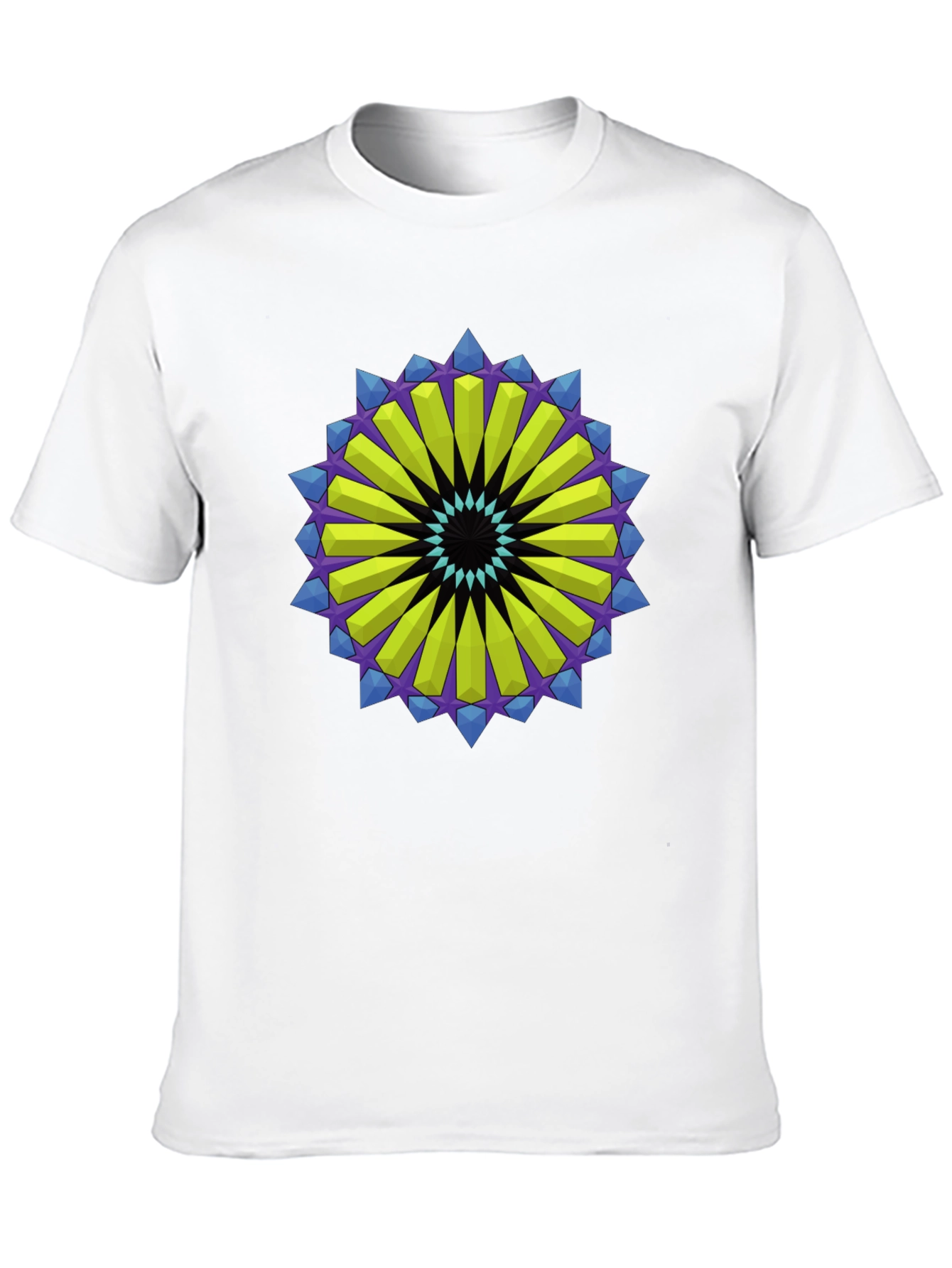 Geometric Mandala Graphic Tee - Black Cotton Blend