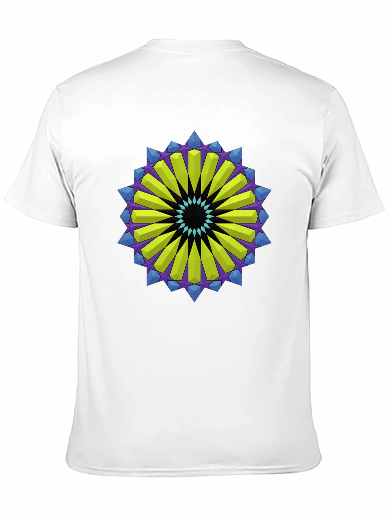 Geometric Mandala Graphic Tee - Black Cotton Blend