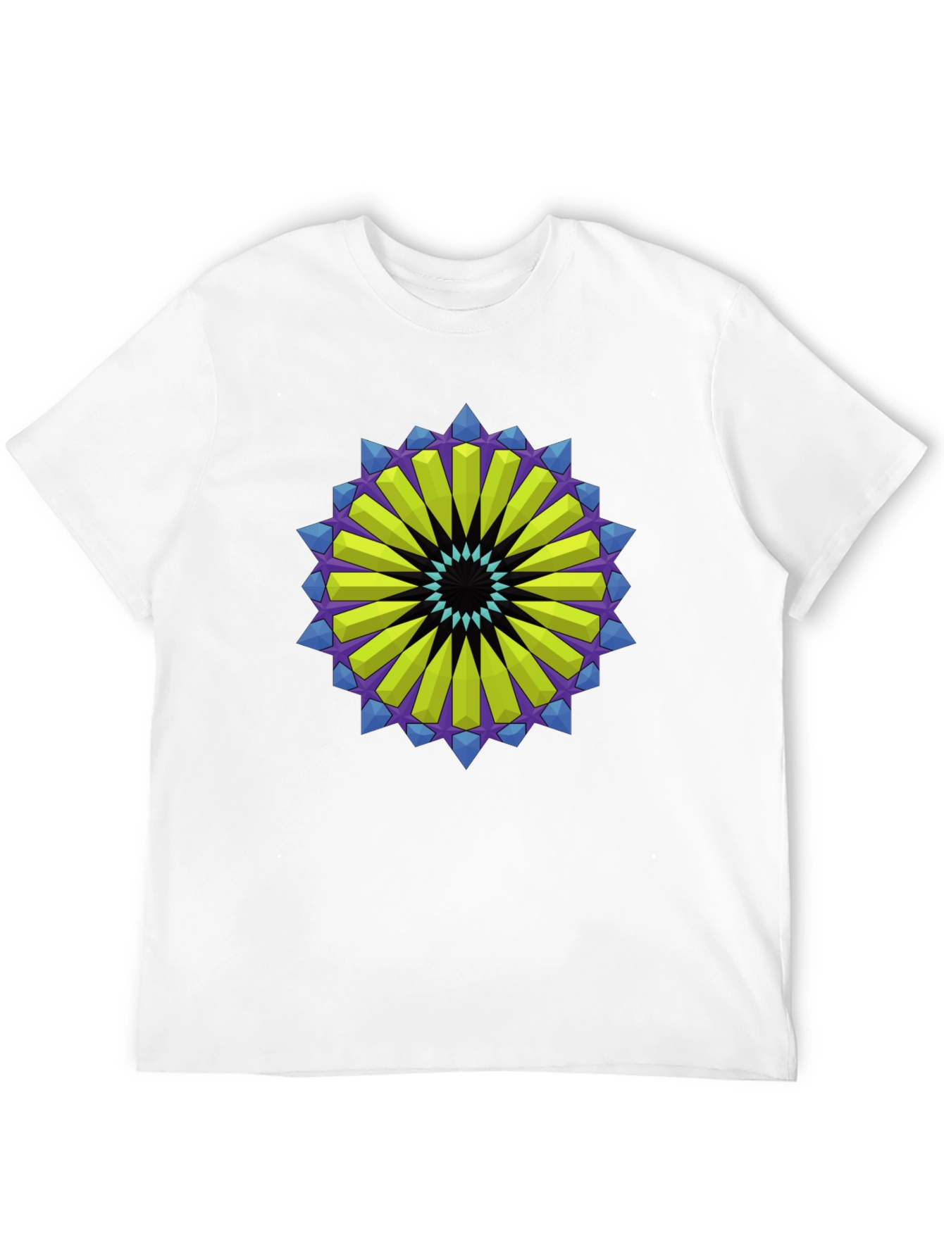 Geometric Mandala Graphic Tee - Black Cotton Blend