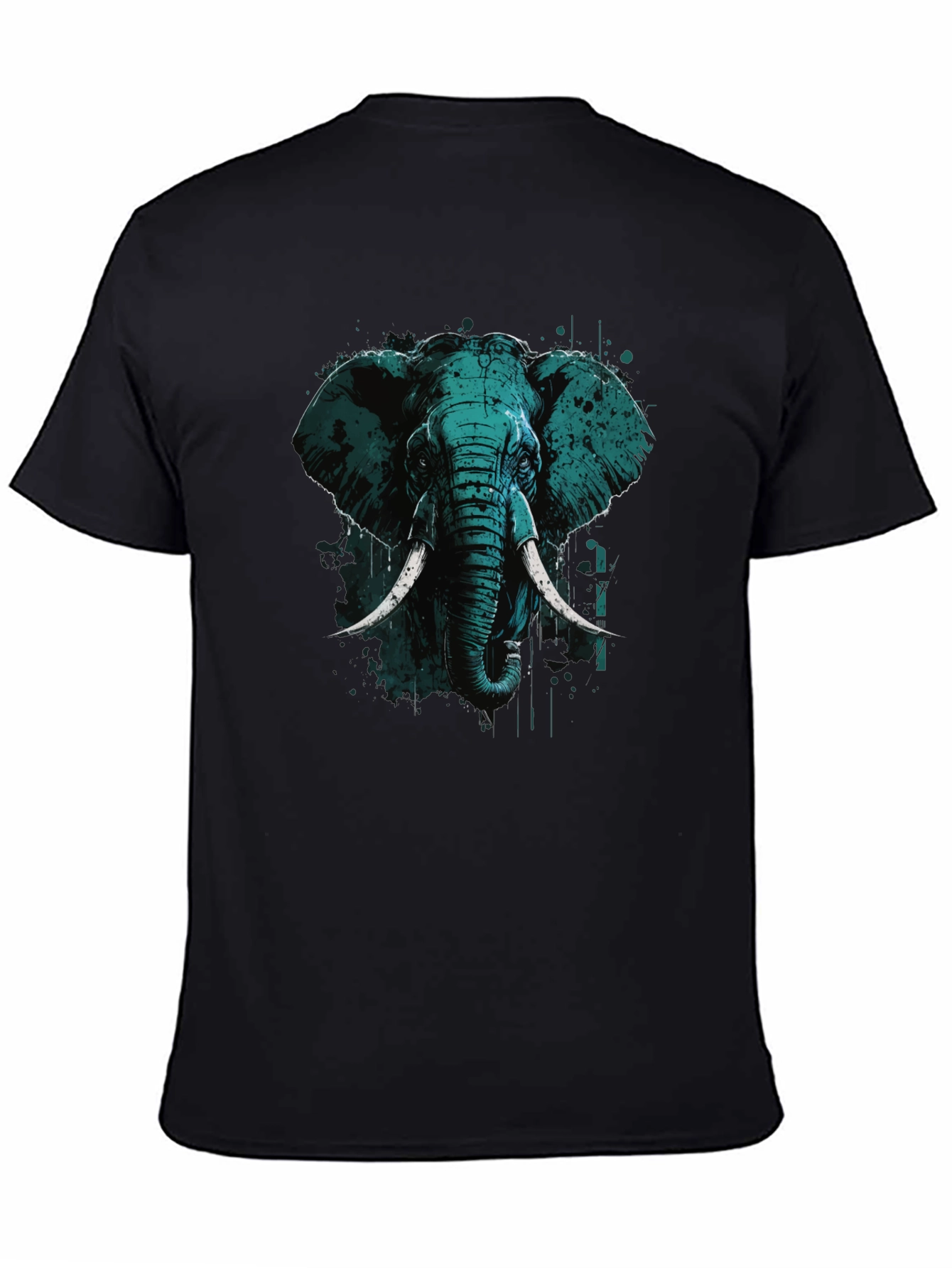 Elephant Graphic Print Black T-Shirt