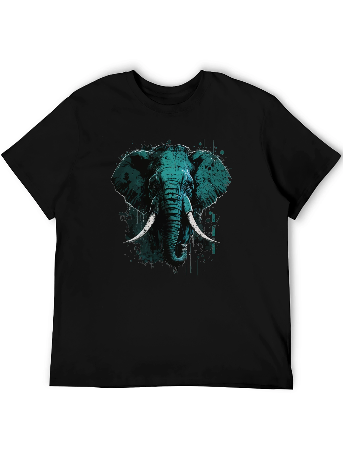 Elephant Graphic Print Black T-Shirt