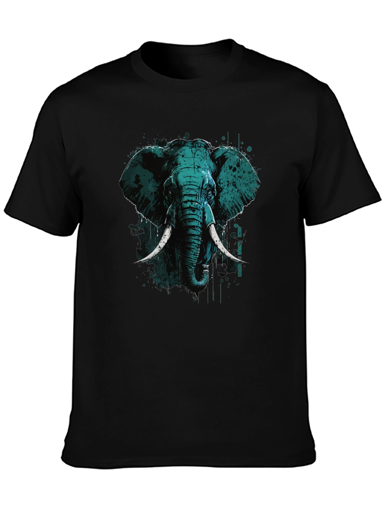Elephant Graphic Print Black T-Shirt