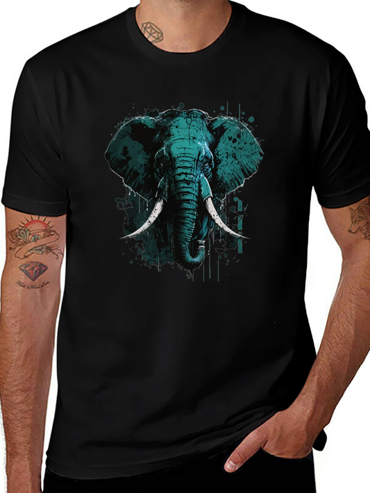 Elephant Graphic Print Black T-Shirt