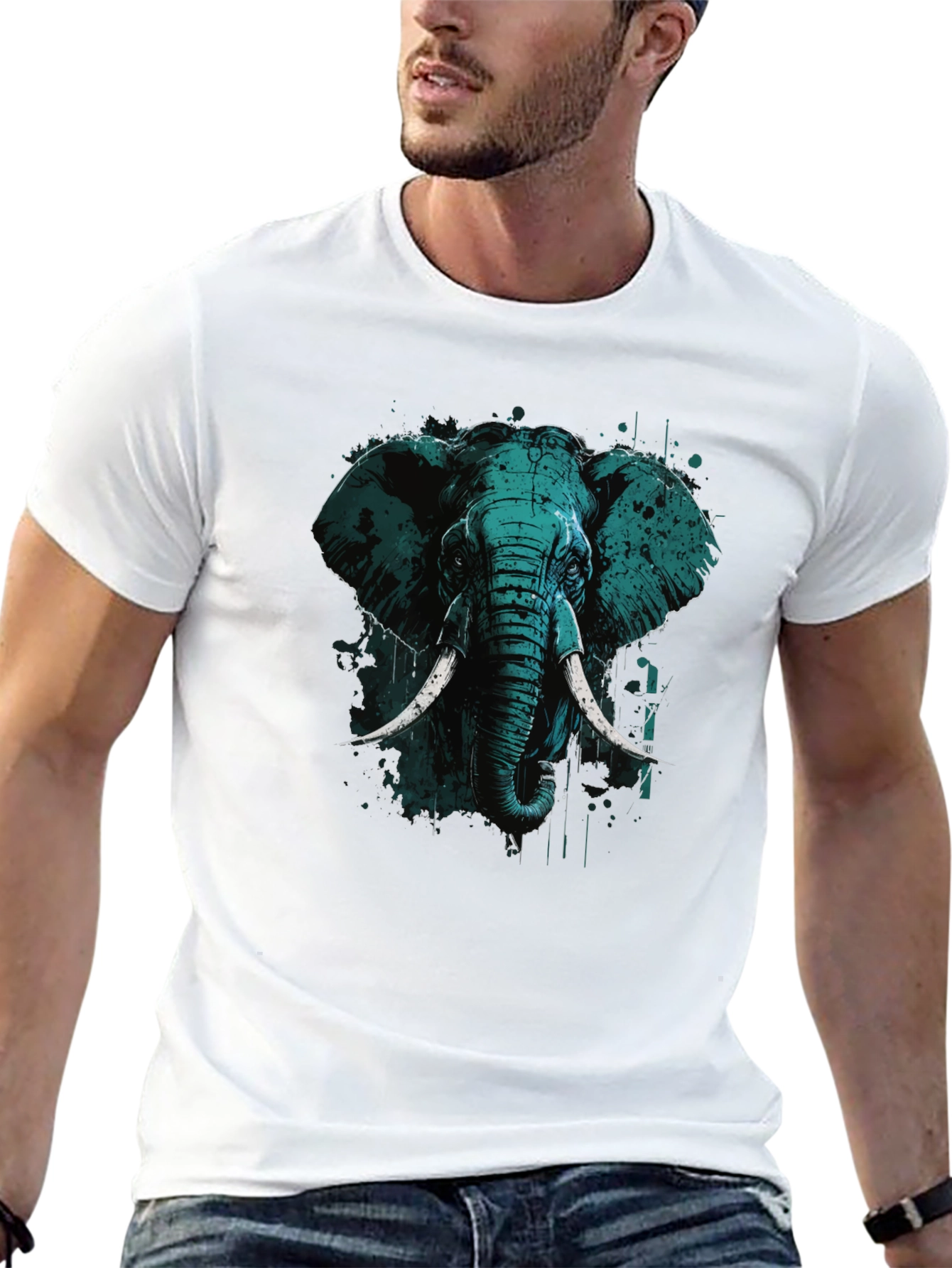 Elephant Graphic Print Black T-Shirt
