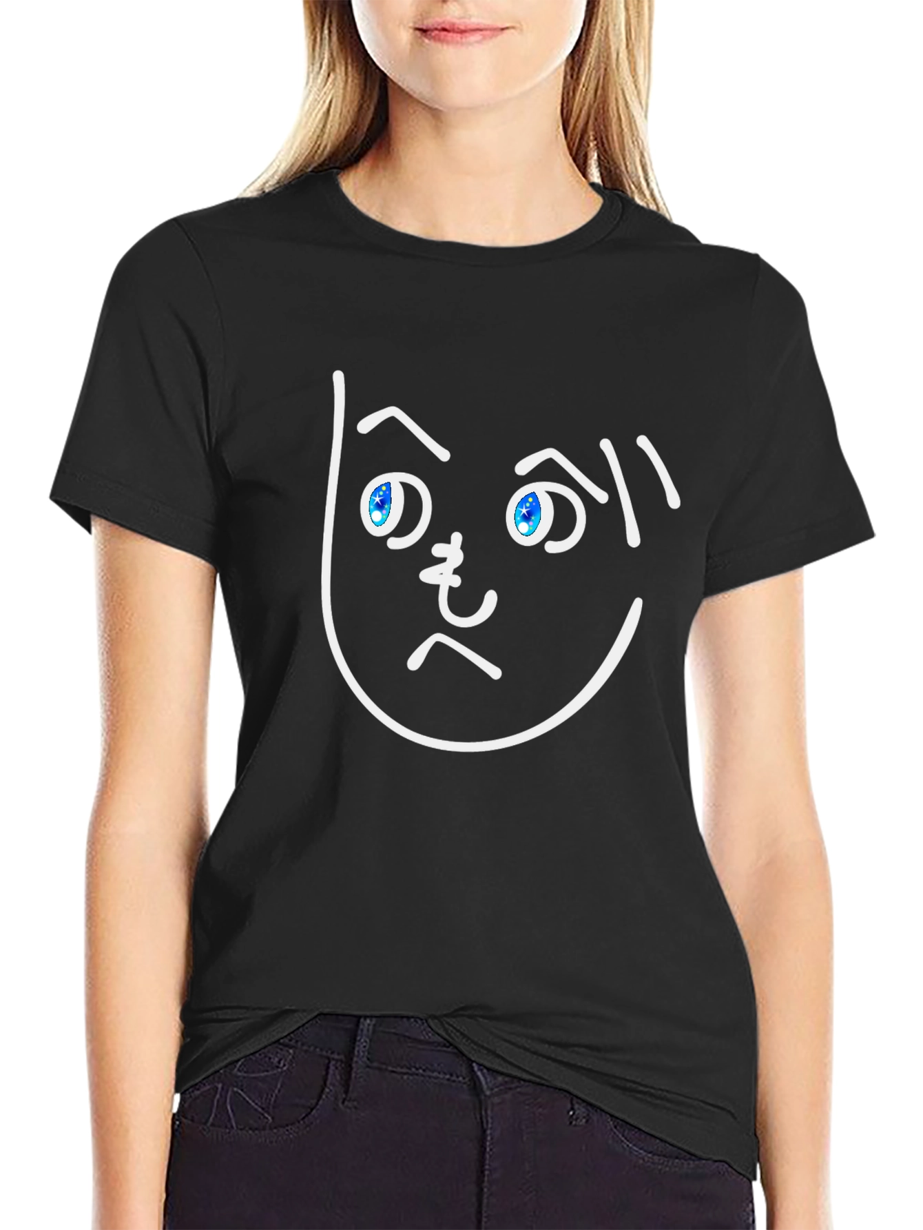 Funny Face Graphic Tee - Black Cotton T-Shirt