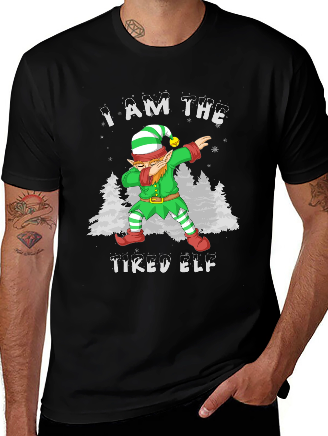I Am The Tired Elf T-Shirt Christmas