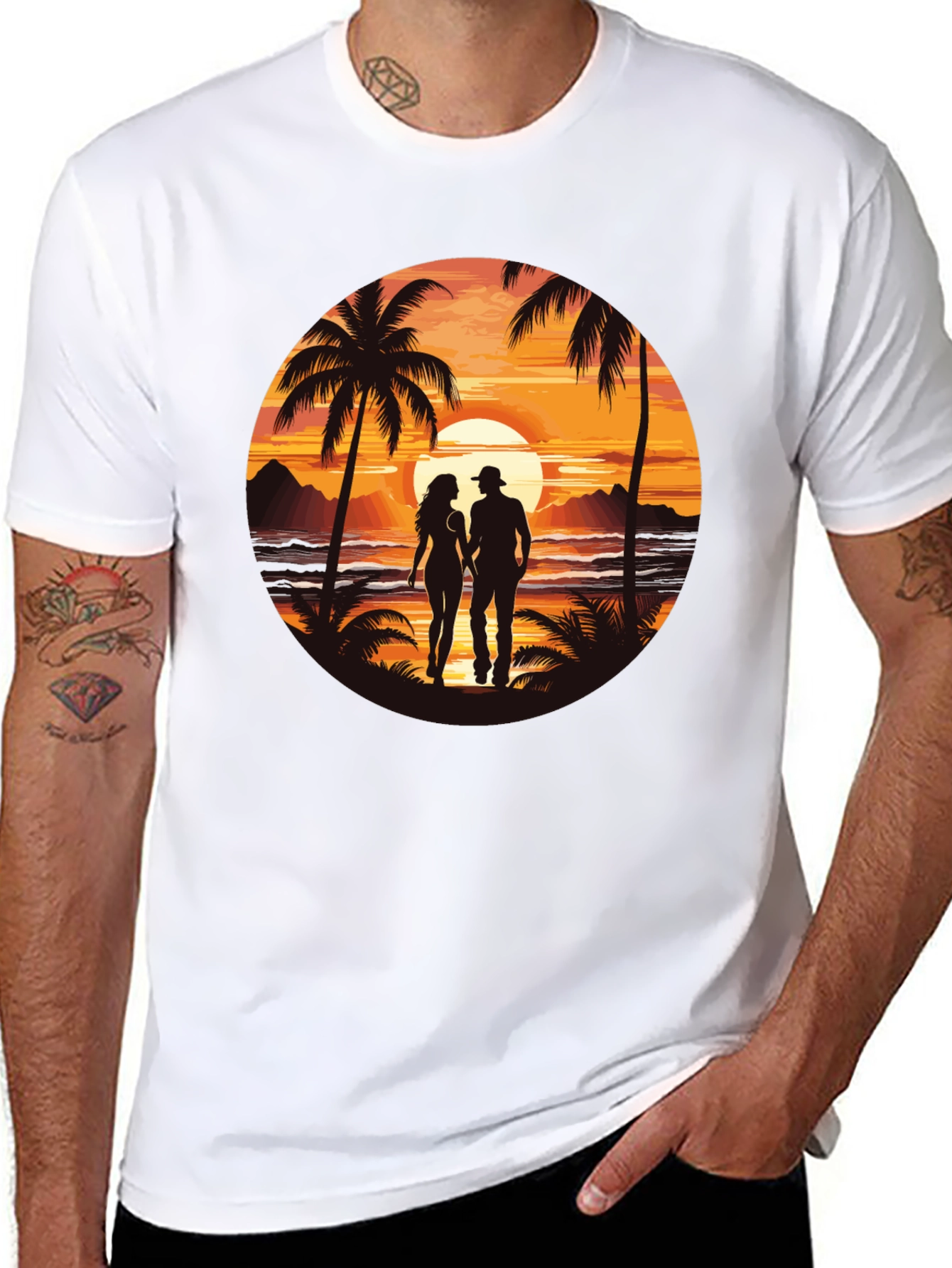 Sunset Beach Couple Graphic Tee