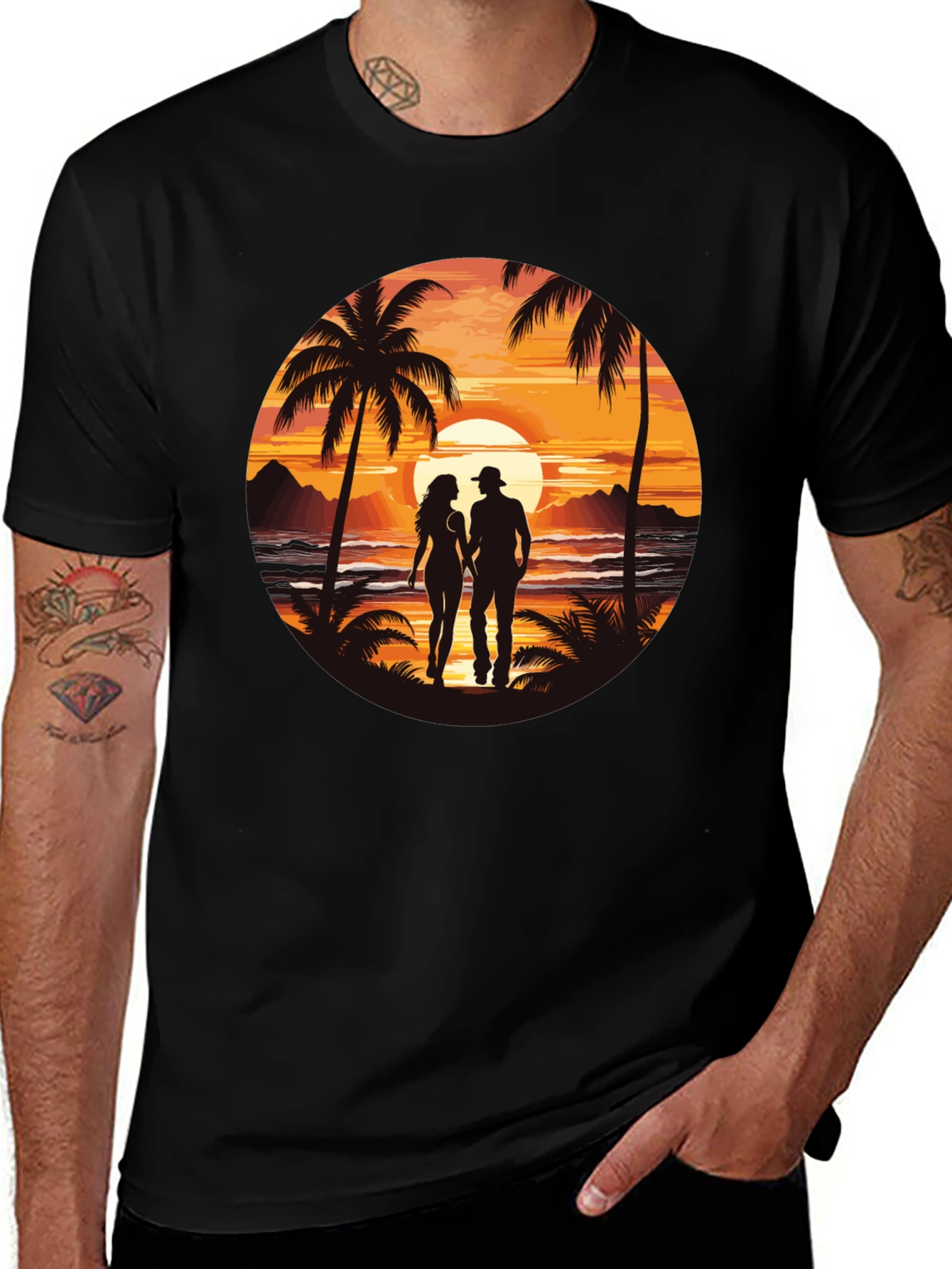 Sunset Beach Couple Graphic Tee