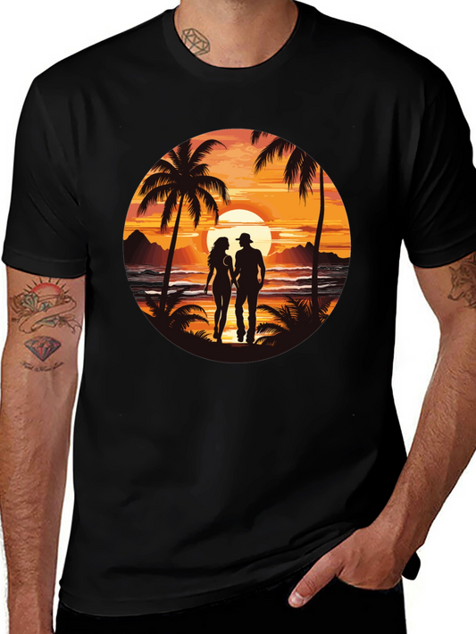 Sunset Beach Couple Graphic Tee