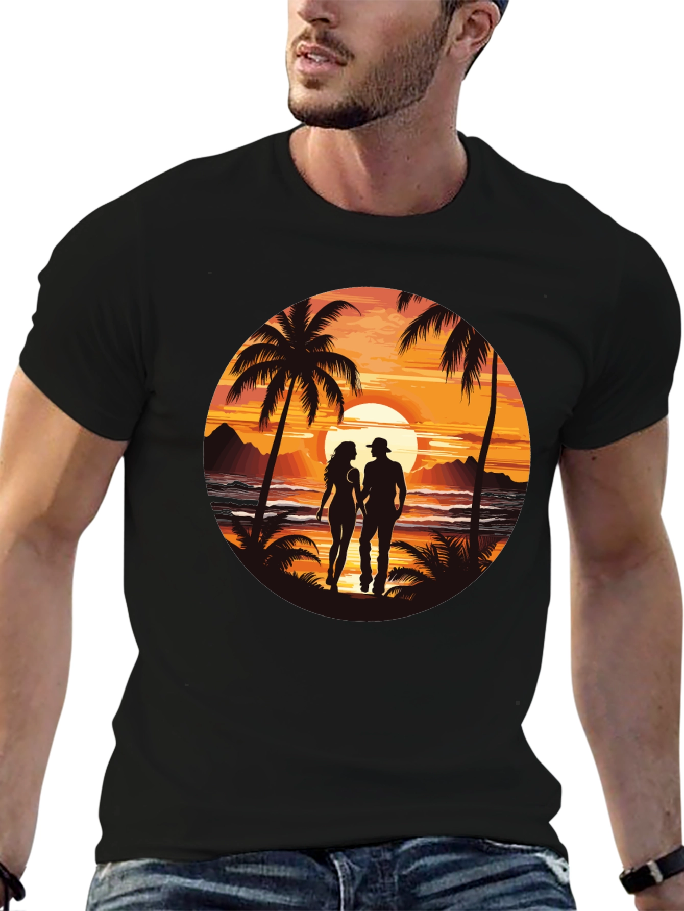 Sunset Beach Couple Graphic Tee