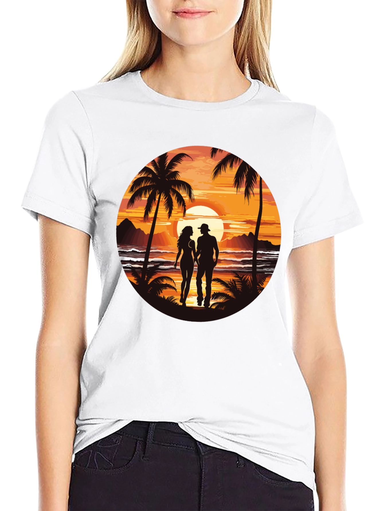 Sunset Beach Couple Graphic Tee