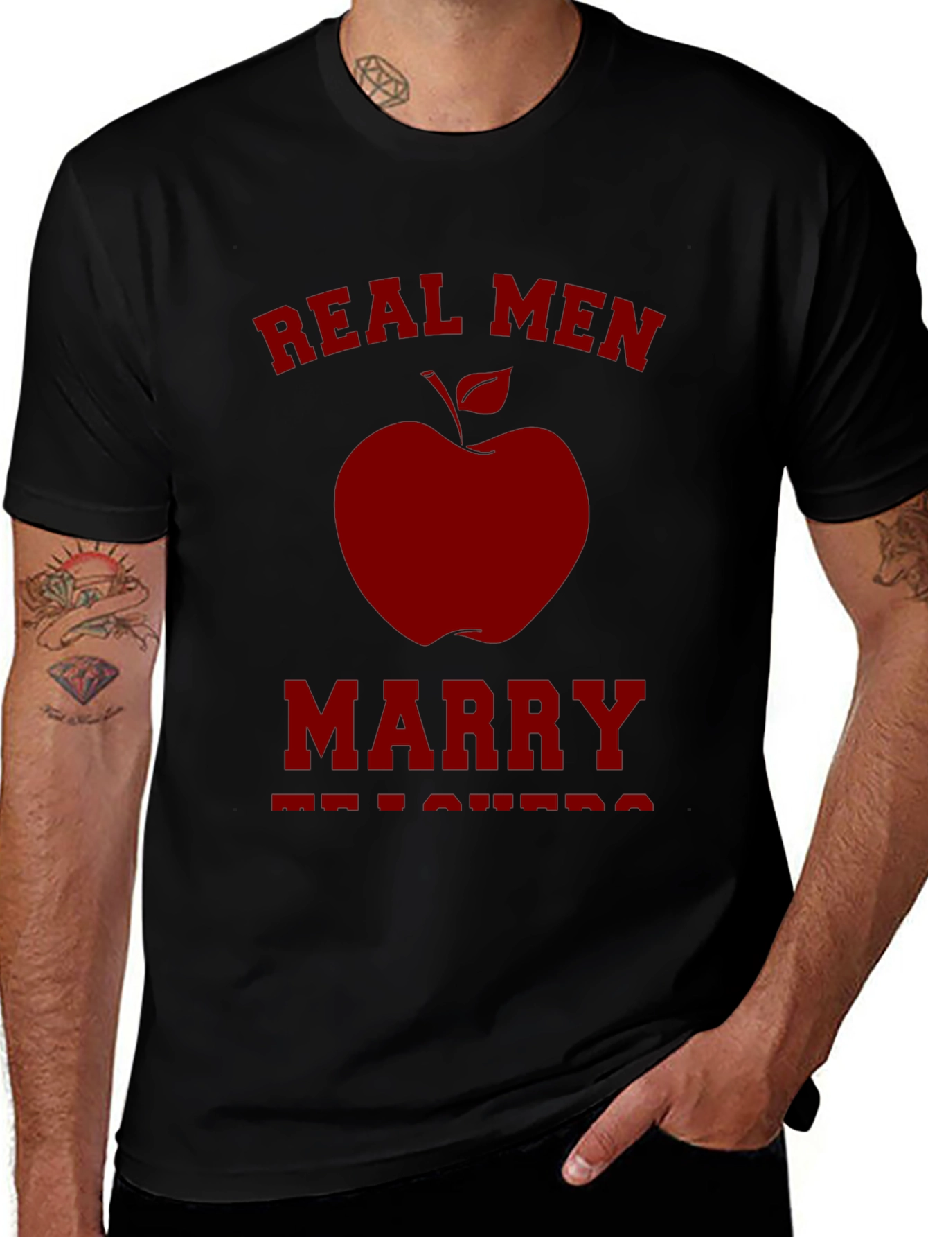Real Men Marry Teachers Graphic Tee - Black