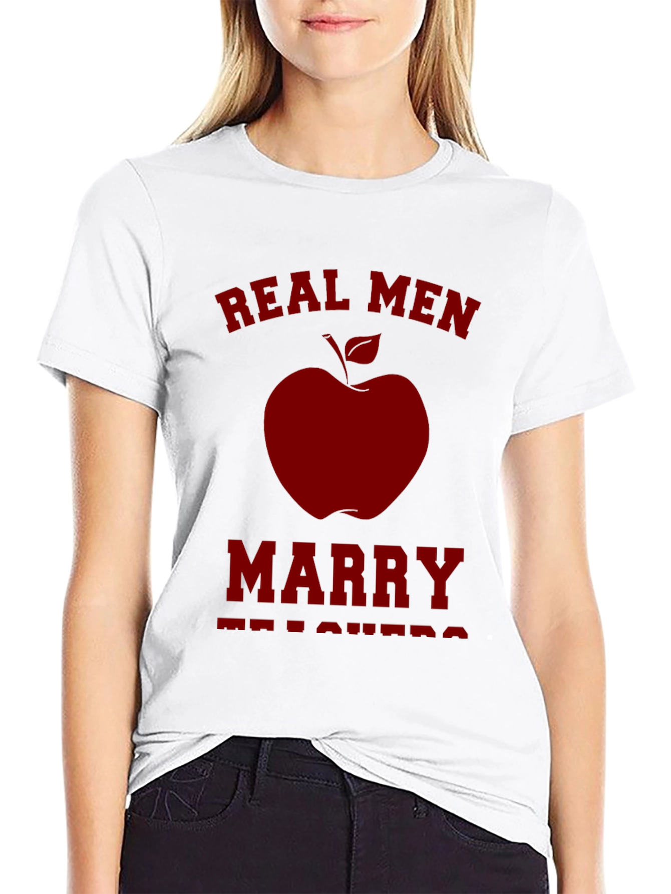 Real Men Marry Teachers Graphic Tee - Black